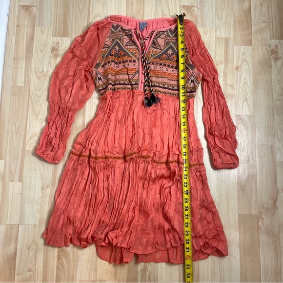 Anthropologie Norah Boho Long Sleeve Tiered Embroidered Mini Dress Size XSmall - Picture 3 of 8